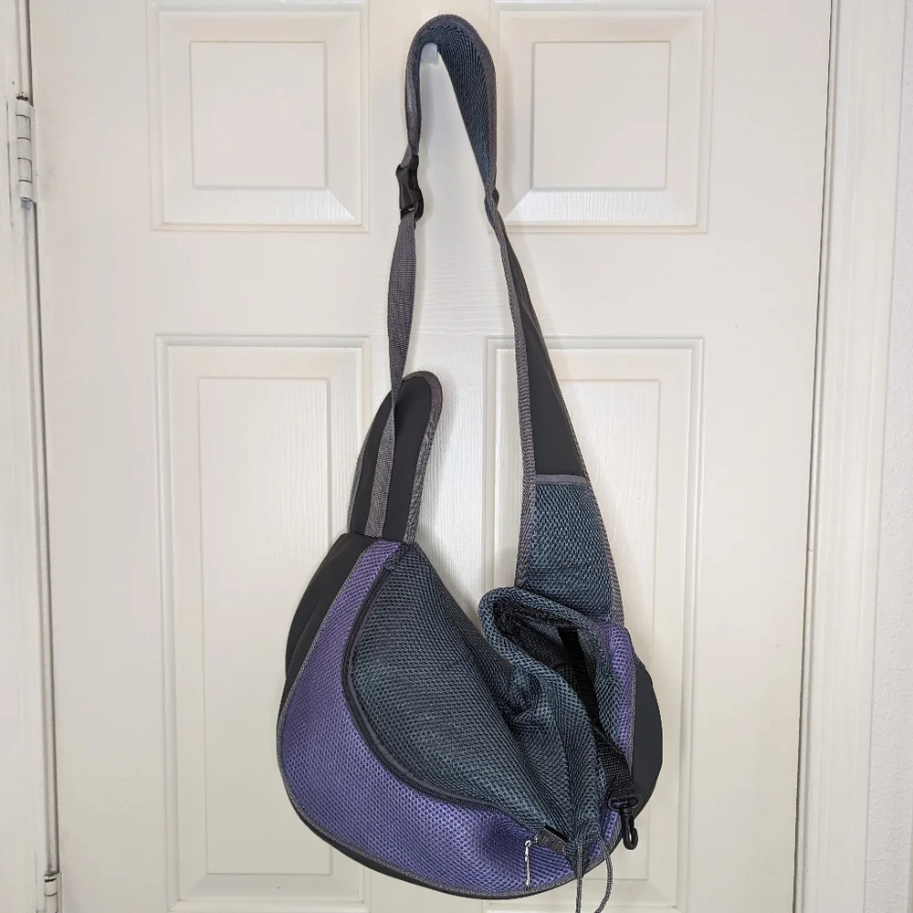 Pet Carrier Sling Bag - Black and Purple